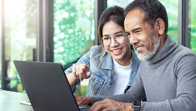 Elderly Man at Computer